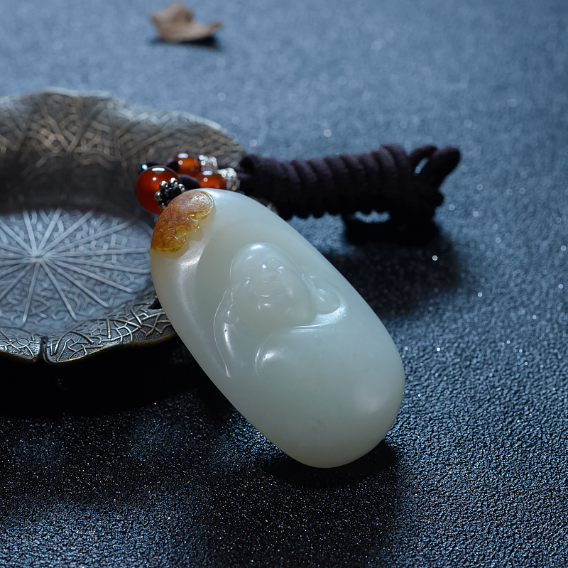 天然俄罗斯山料和田玉福在眼前吊坠-红掌柜