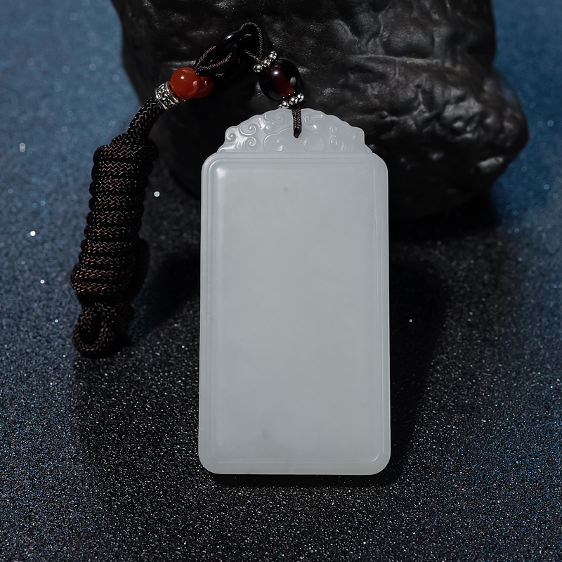 山料和田白玉无事牌吊坠-红掌柜