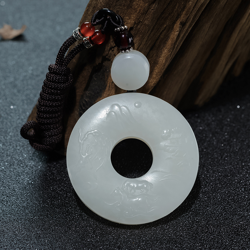 山料和田白玉关公吊坠-红掌柜