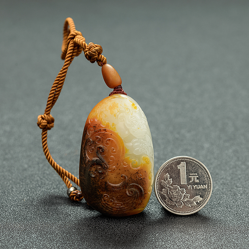 天然和田白玉籽料貔貅吊坠 - 红掌柜