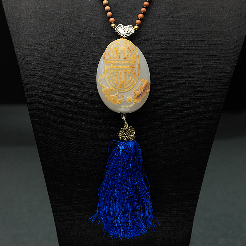 新疆和田白玉籽料福寿双全吊坠 - 红掌柜