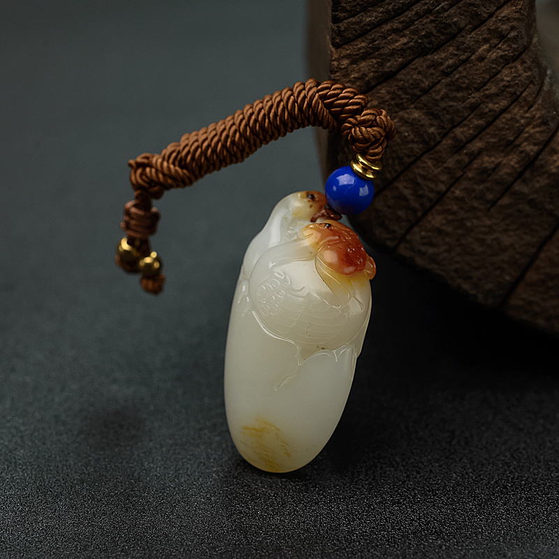 和田白玉籽料天鹅吊坠 - 红掌柜