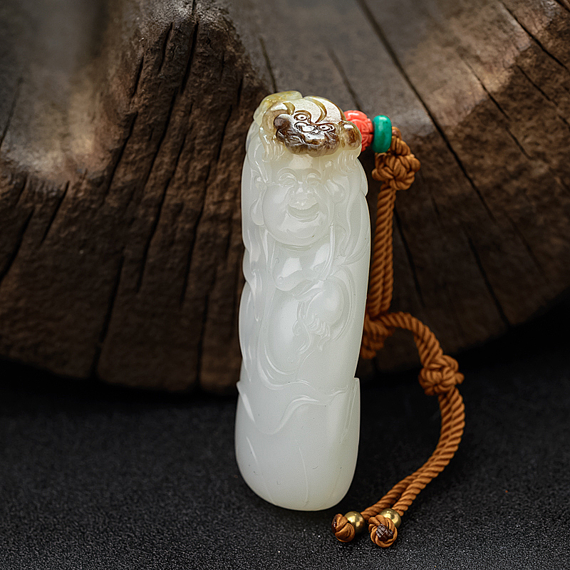 和田白玉籽料刘海戏金蟾吊坠 - 红掌柜