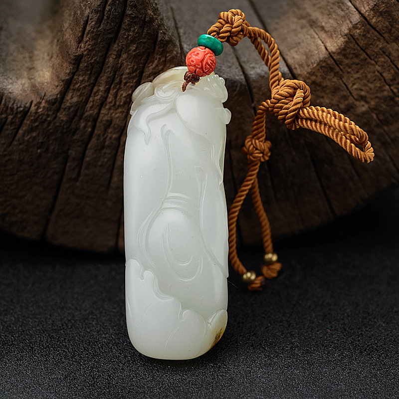 新疆和田白玉刘海戏金蟾吊坠 - 红掌柜