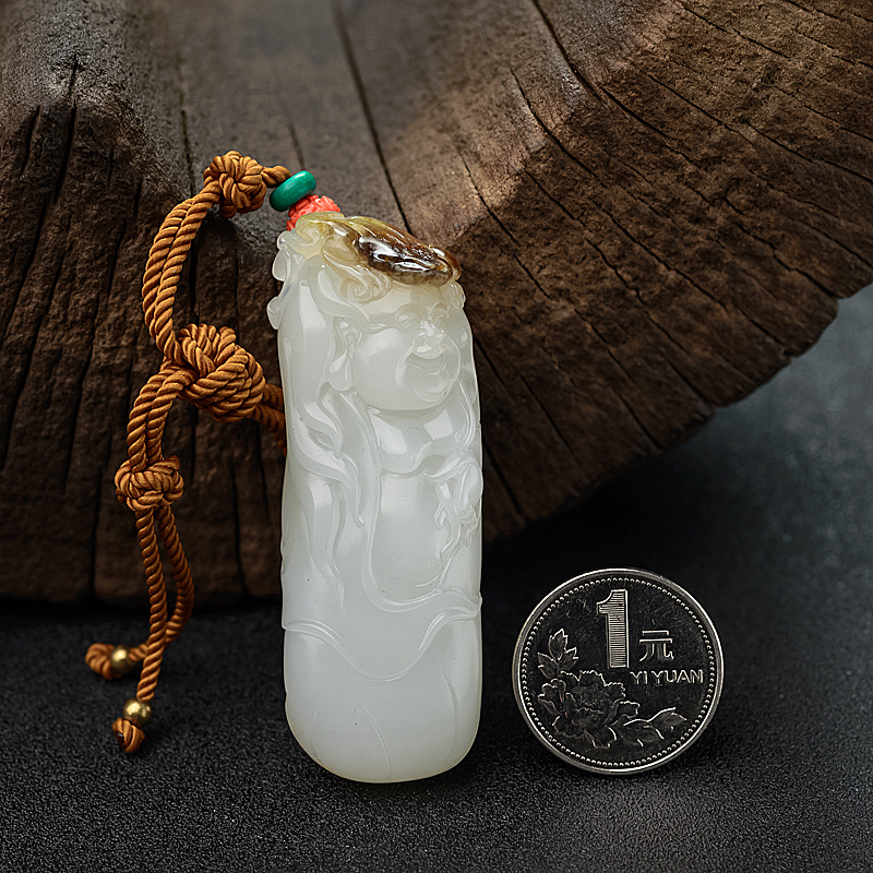 和田玉刘海戏金蟾吊坠 - 红掌柜