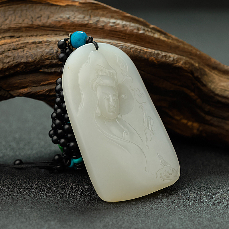 新疆籽料和田白玉观音吊坠-红掌柜