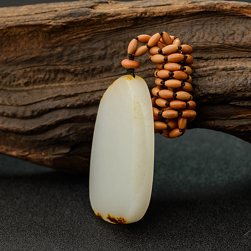 天然籽料和田白玉山水意境吊坠 - 红掌柜