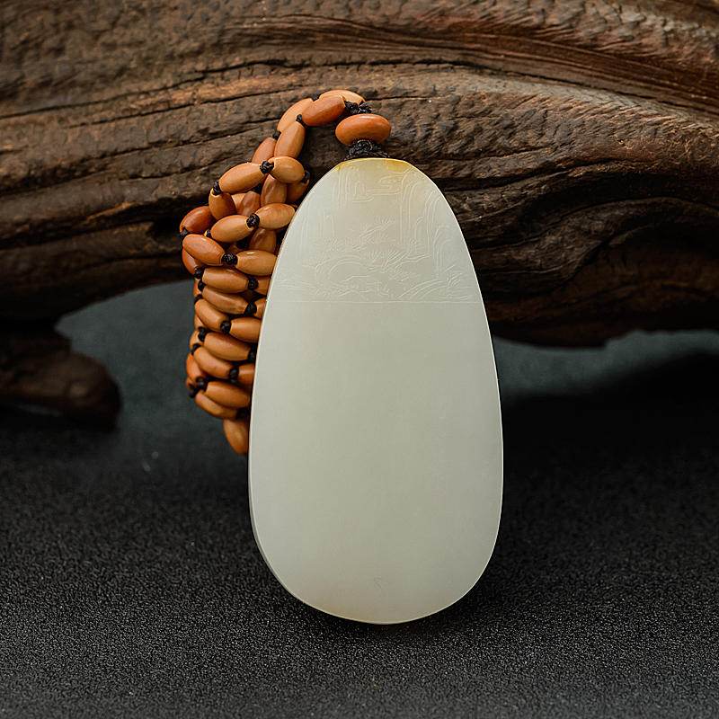 籽料和田玉山水意境吊坠 - 红掌柜