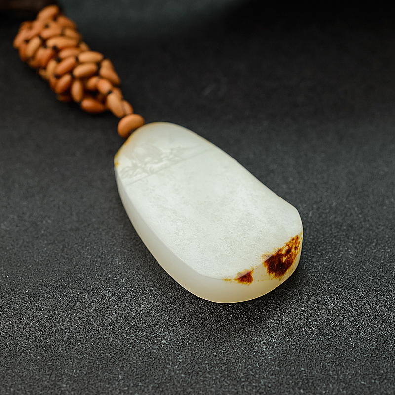 新疆籽料和田白玉山水意境吊坠 - 红掌柜