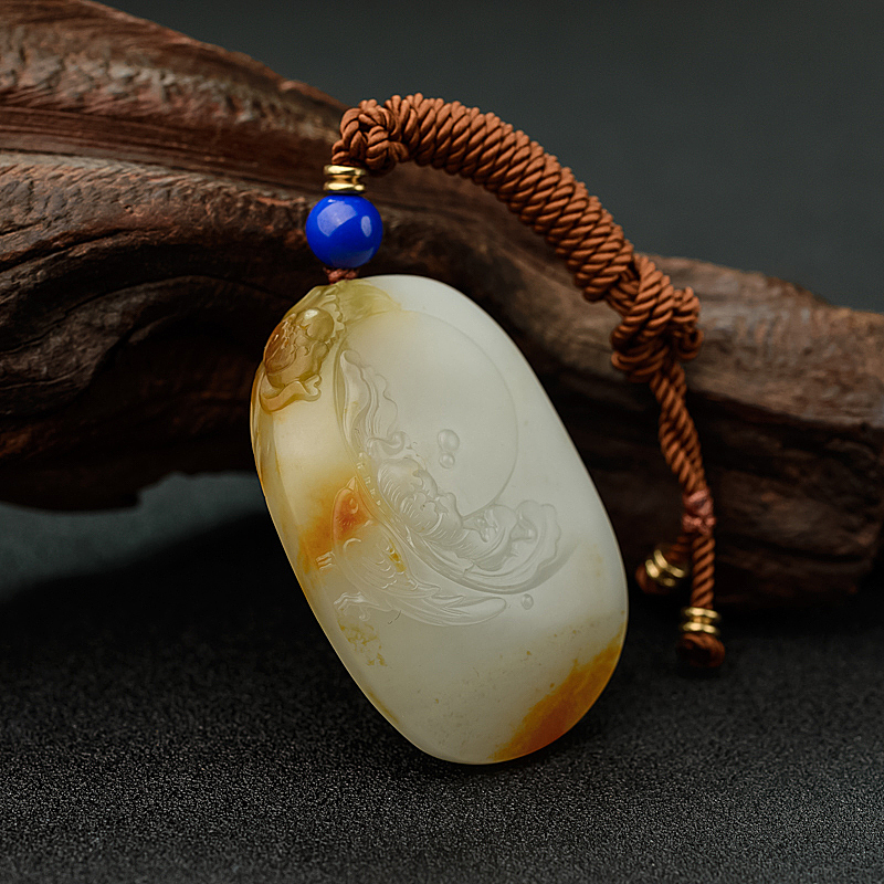 籽料和田白玉喜事连连吊坠 - 红掌柜