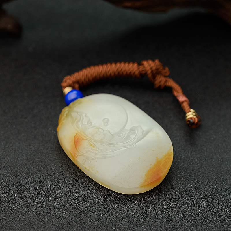 新疆籽料和田白玉喜事连连吊坠 - 红掌柜