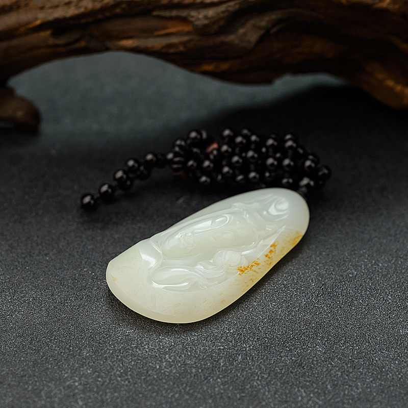 新疆籽料和田玉观音吊坠 - 红掌柜