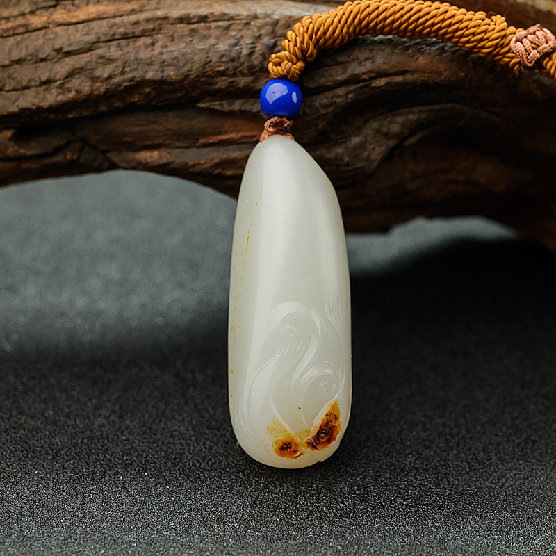 籽料和田玉荷花吊坠 - 红掌柜