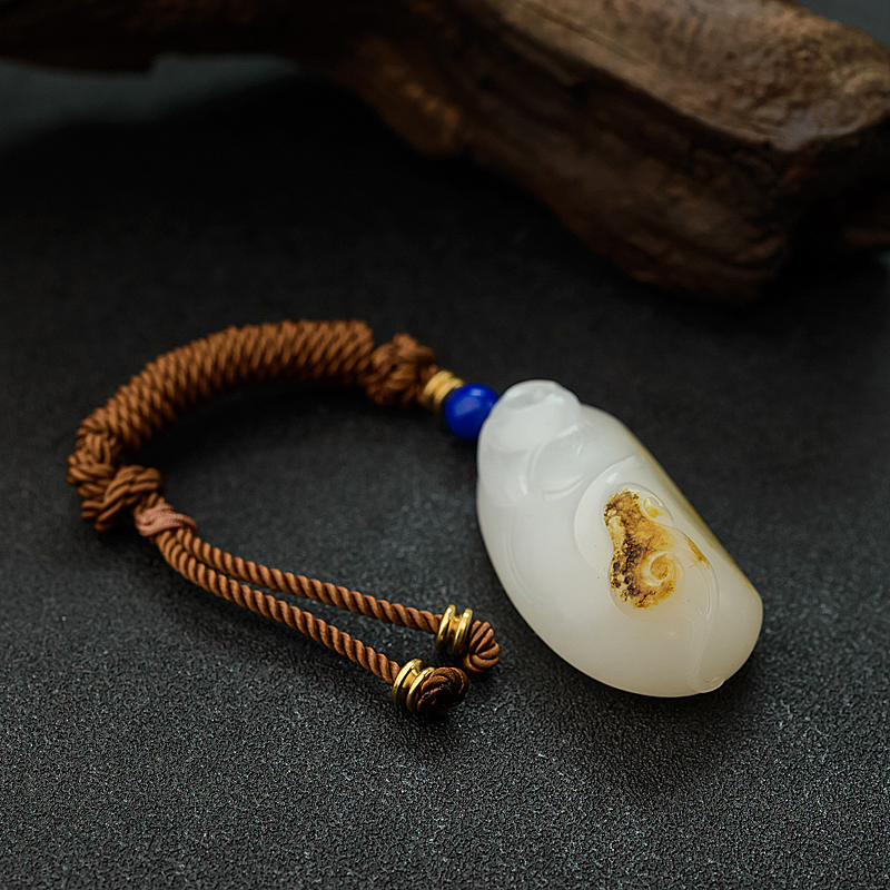 新疆籽料和田白玉猴子吊坠 - 红掌柜