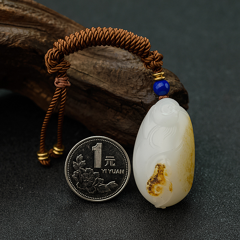 天然籽料和田玉猴子吊坠 - 红掌柜