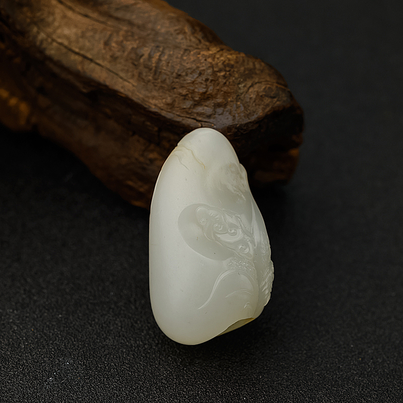 籽料和田玉仙鹤吊坠 - 红掌柜