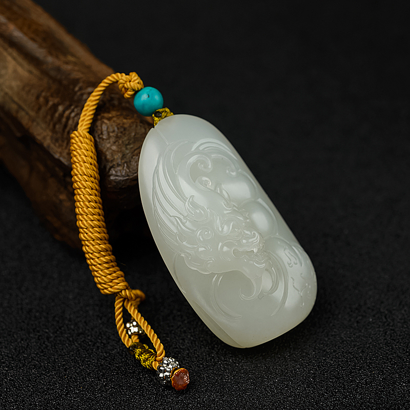 籽料和田白玉龙吊坠 - 红掌柜