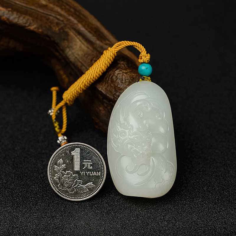 天然籽料和田玉龙吊坠 - 红掌柜