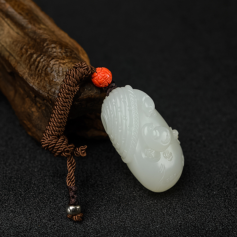 籽料和田白玉安居乐业吊坠 - 红掌柜
