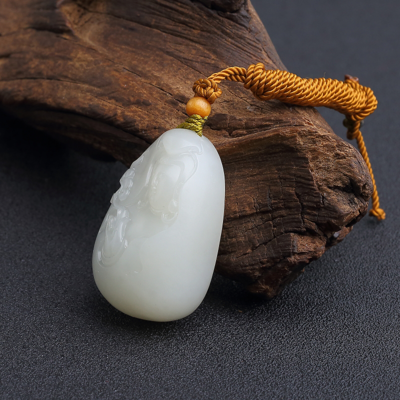 天然籽料和田白玉观音吊坠-红掌柜