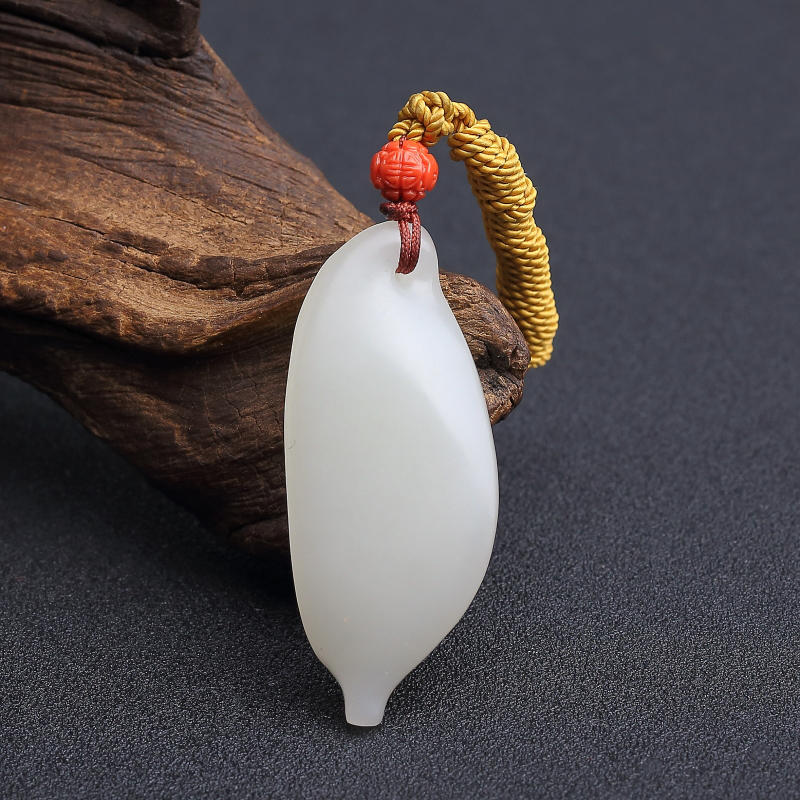 新疆天然和田白玉吊坠-红掌柜