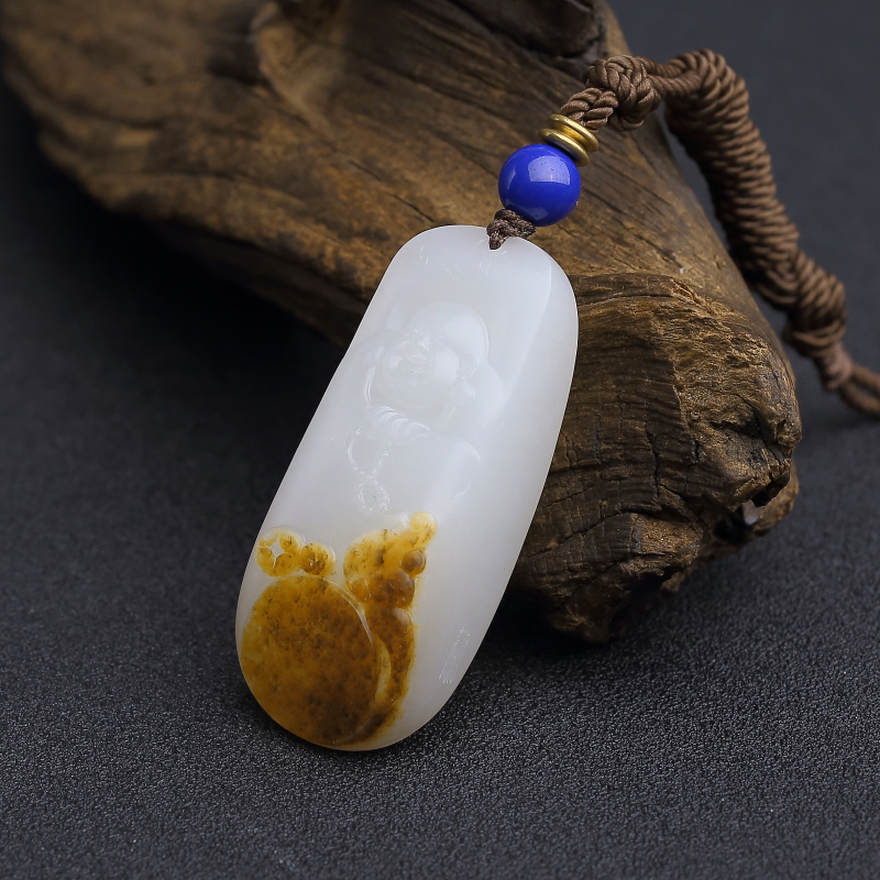 新疆籽料和田玉弥勒佛吊坠-红掌柜