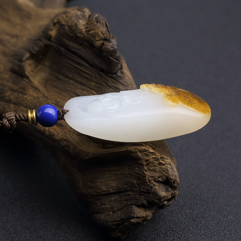 籽料和田玉弥勒佛吊坠-红掌柜