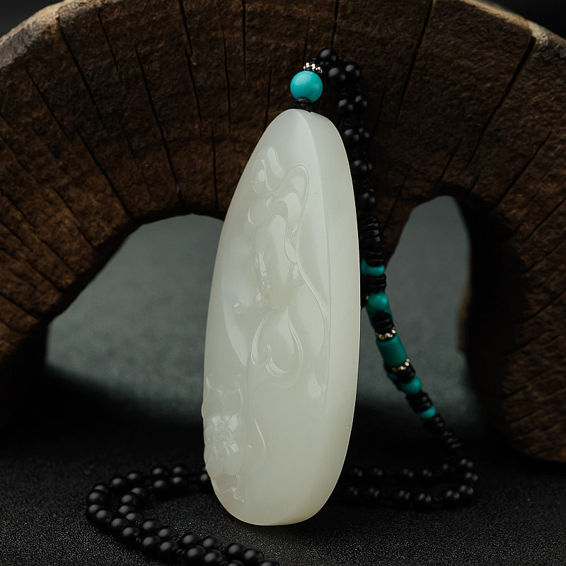 天然籽料和田白玉观音吊坠-红掌柜