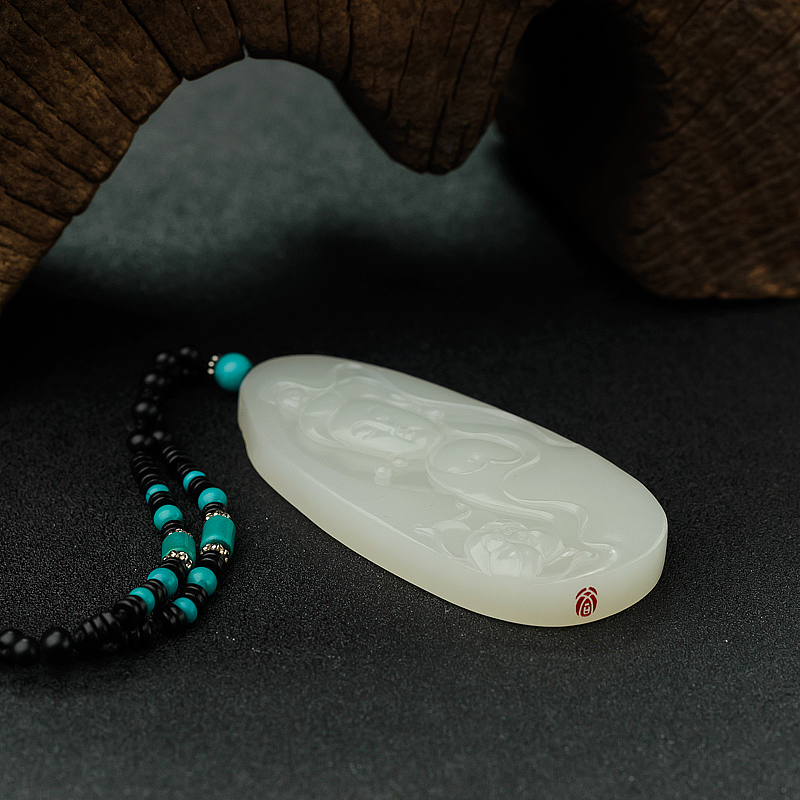 新疆天然籽料和田白玉吊坠-红掌柜