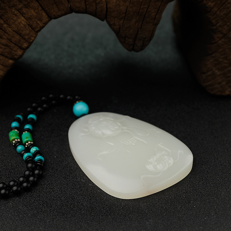 新疆天然籽料和田白玉吊坠-红掌柜