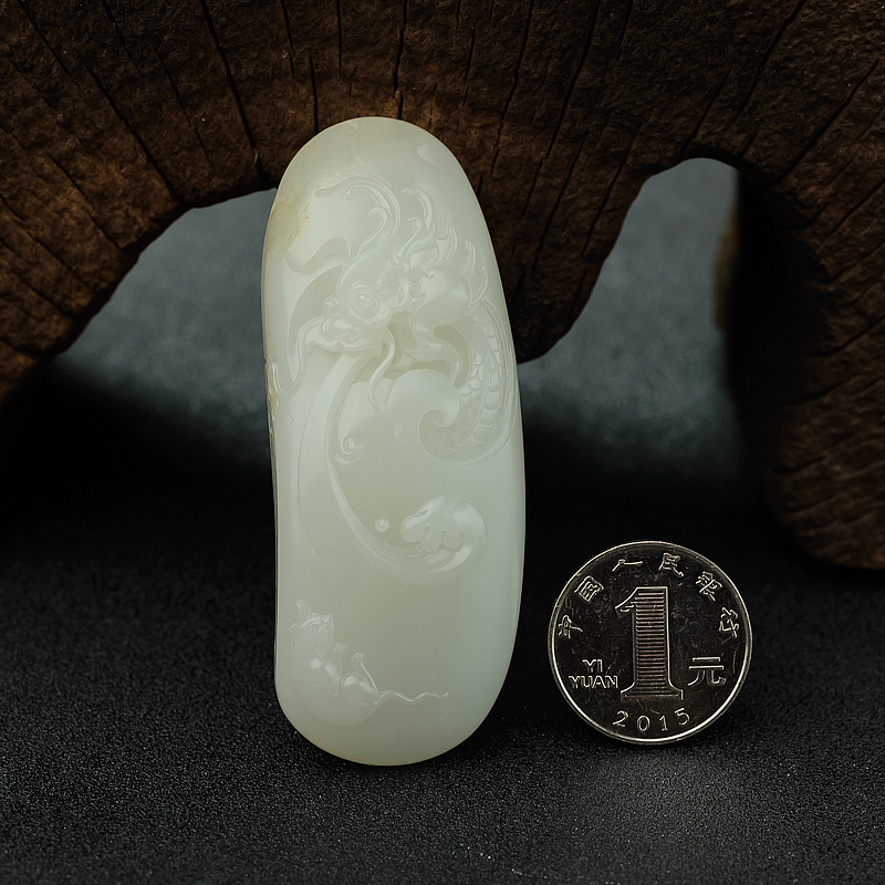 天然籽料和田玉龙吊坠 - 红掌柜