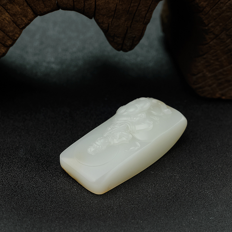 新疆籽料和田玉普贤菩萨吊坠 - 红掌柜