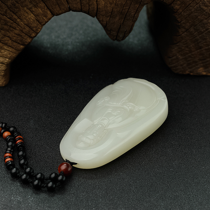 新疆籽料和田玉观音吊坠 - 红掌柜