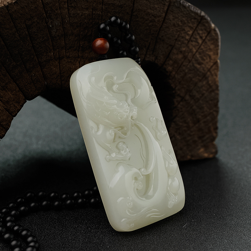 籽料和田白玉龙吊坠 - 红掌柜