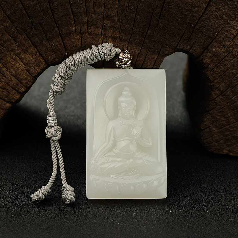 新疆天然籽料和田白玉大日如来吊坠 - 红掌柜