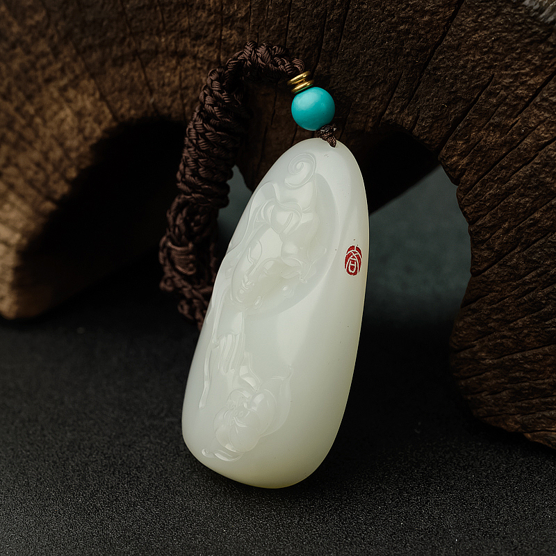 新疆籽料和田白玉观音吊坠 - 红掌柜
