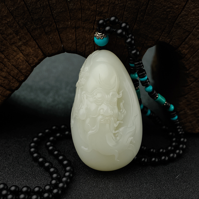 新疆天然籽料和田白玉寿星吊坠 - 红掌柜