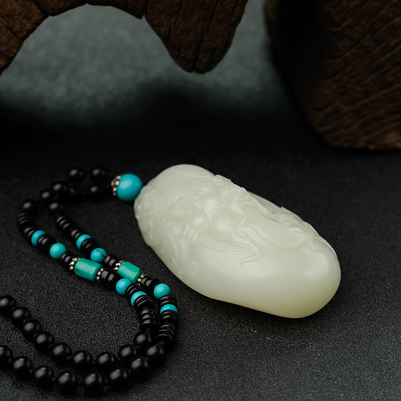 新疆籽料和田白玉寿星吊坠 - 红掌柜