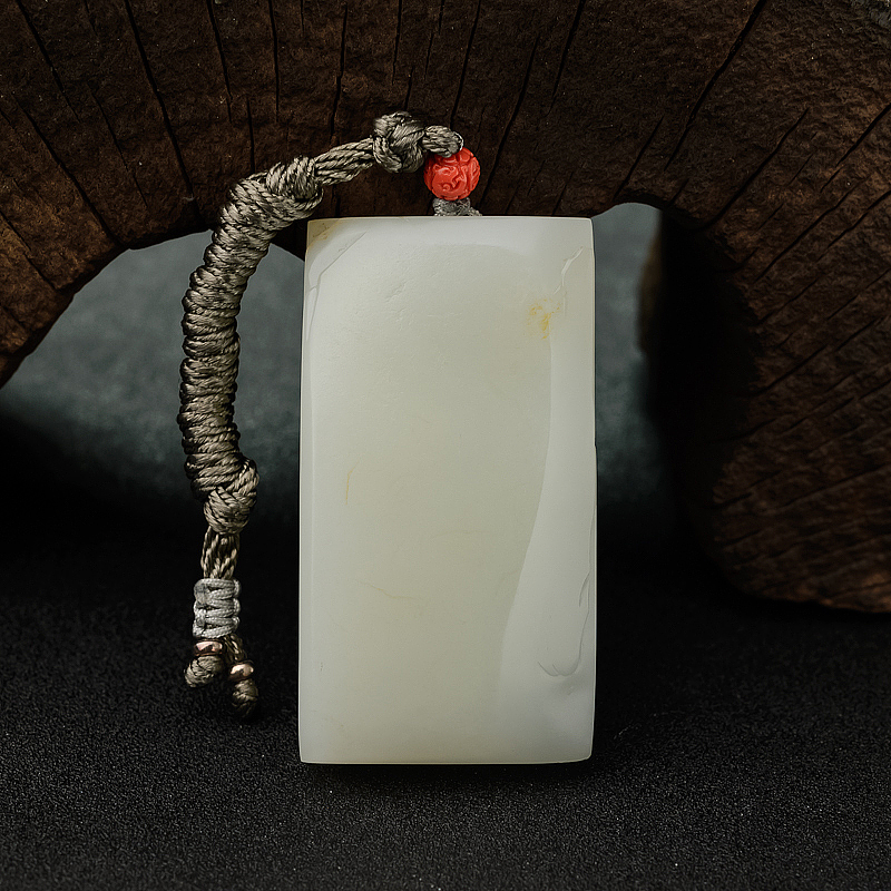 籽料和田玉山水牌吊坠 - 红掌柜