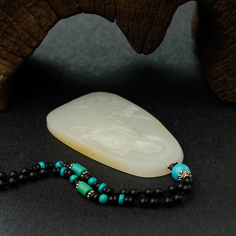 新疆籽料和田玉观音吊坠 - 红掌柜