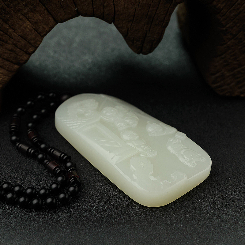 新疆籽料和田白玉多子多福吊坠 - 红掌柜