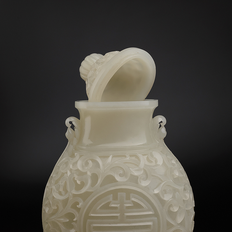 籽料和田白玉寿瓶摆件-红掌柜