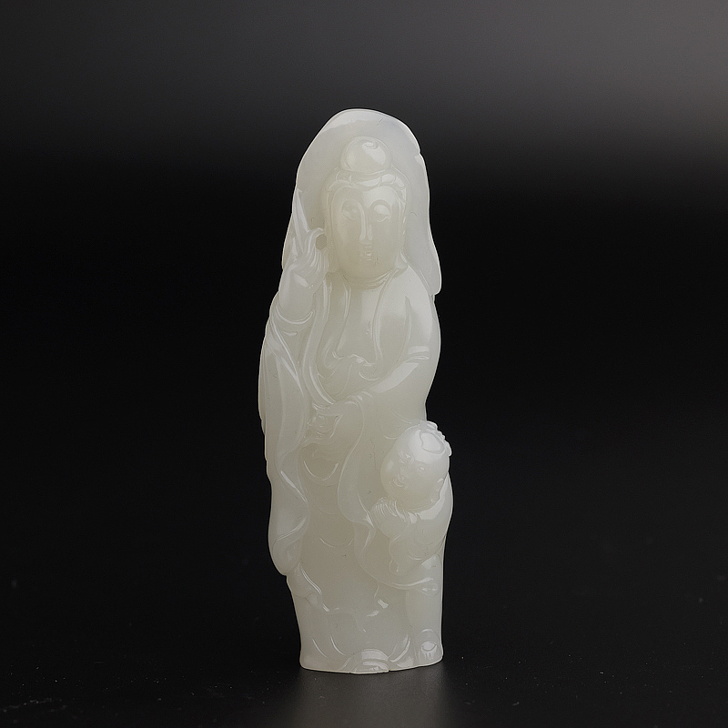 新疆天然籽料和田白玉摆件-红掌柜
