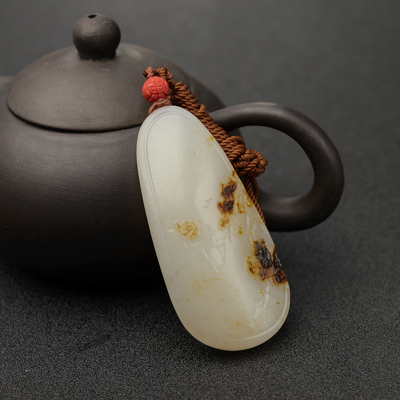 新疆和田玉籽料山水意境吊坠-红掌柜