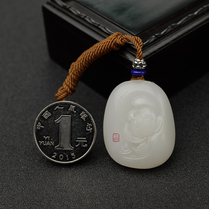 和田白玉一品清廉吊坠-红掌柜