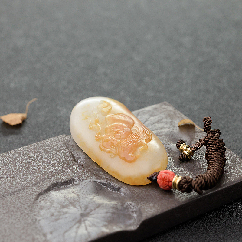 籽料和田玉喜事连连吊坠-红掌柜