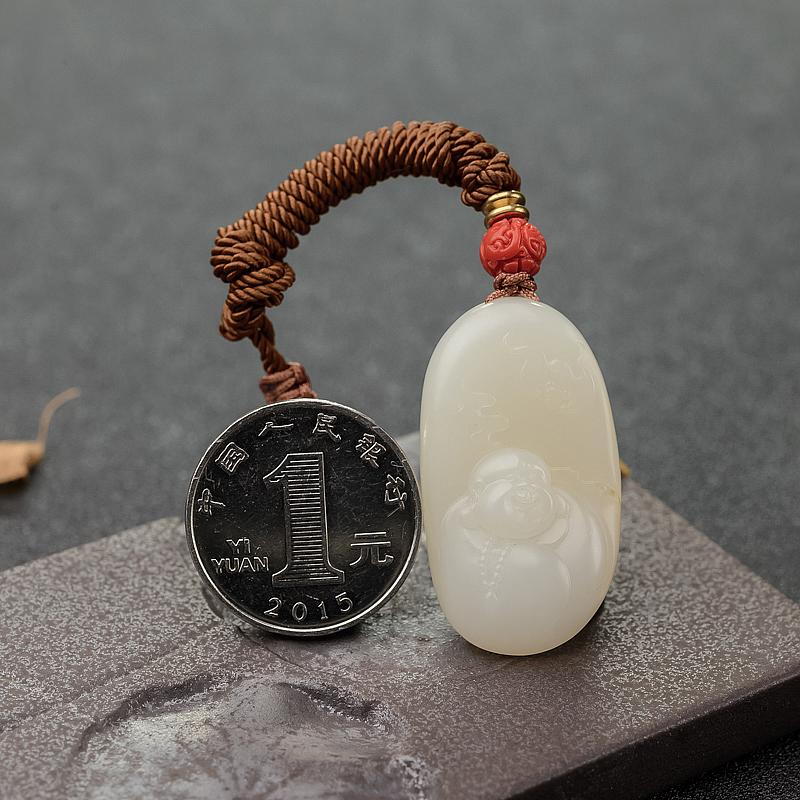籽料和田玉弥勒佛吊坠-红掌柜