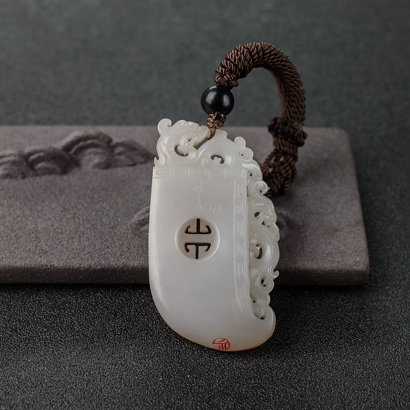 新疆籽料和田玉龙凤牌吊坠-红掌柜