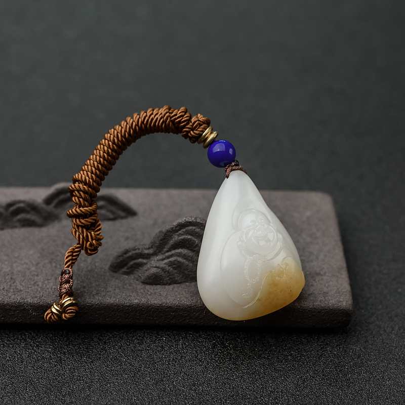 和田玉籽料福在眼前吊坠-红掌柜