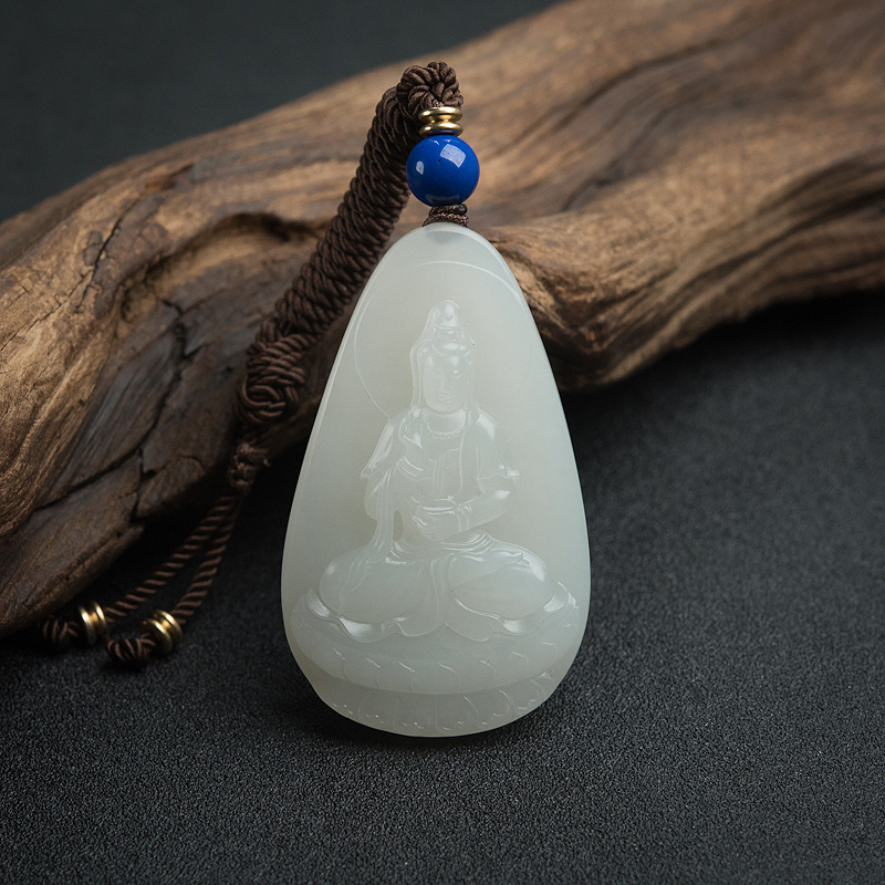 新疆籽料和田白玉观音吊坠-红掌柜